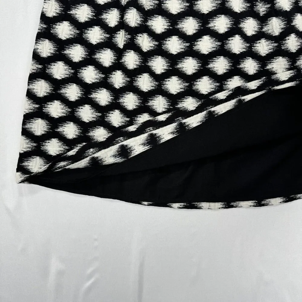 Banana Republic Mini Skirt Black White Polka Dot Size 10 A-Line Pleated Back Zip - Picture 7 of 15
